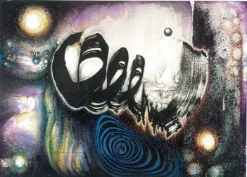 Purple Universe 1996 Ink, color and acrylic on hemp paper 152 x 211 cm Take a Step Back Collection 